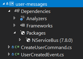user-messages.csproj class library project with the messages required and used by NServiceBus.