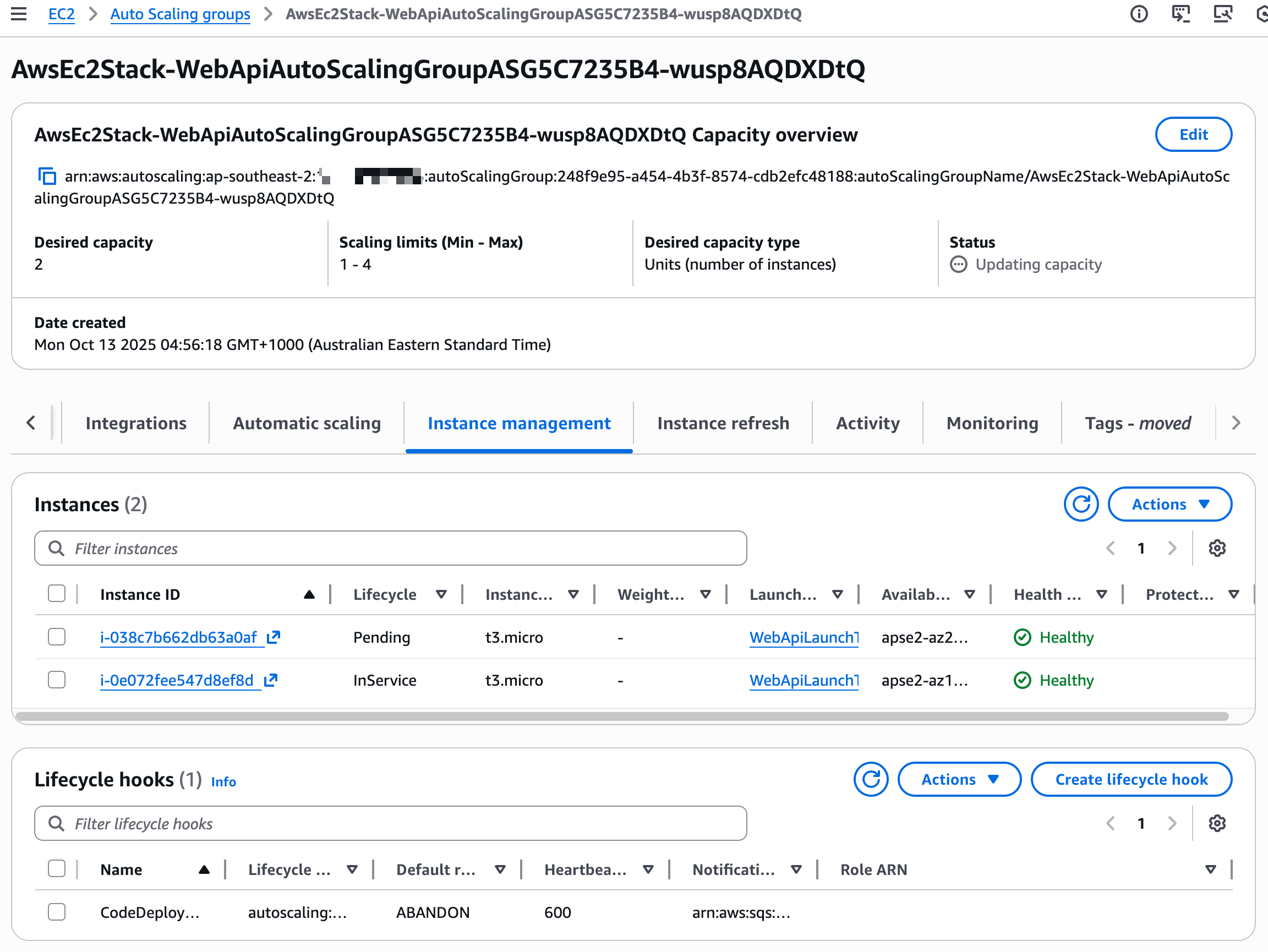 Scaling up instances in Amazon EC2 auto scaling group