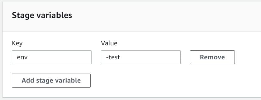 Add a new Stage variable under the test stage