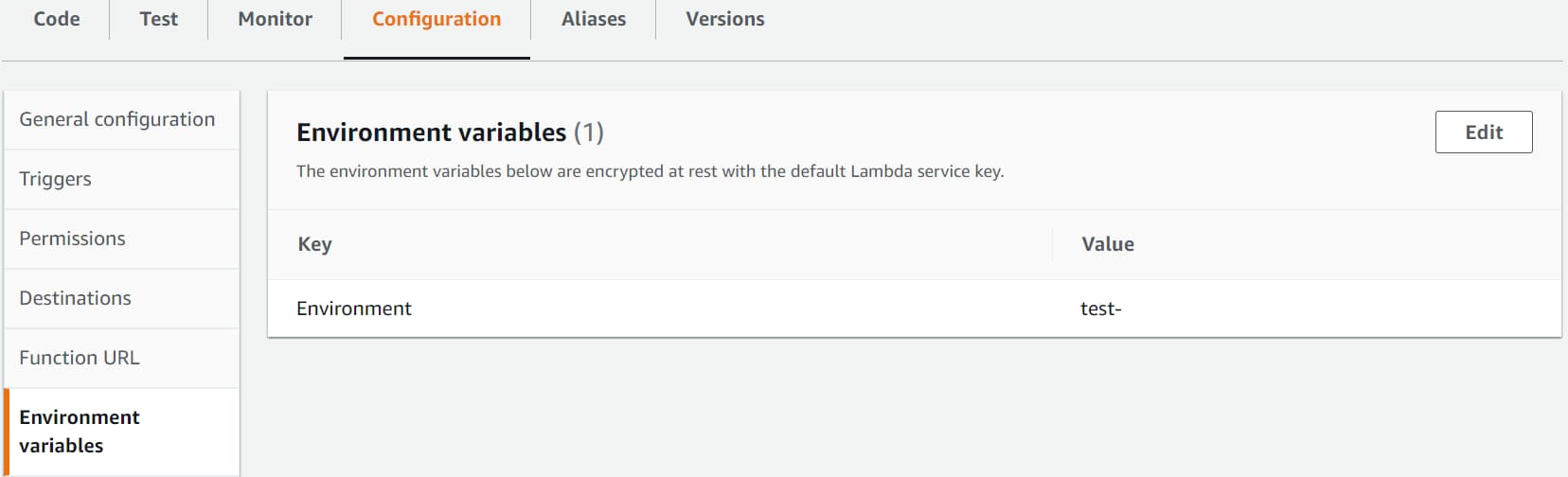 Add environment variable for the Lambda Function from the AWS Console.