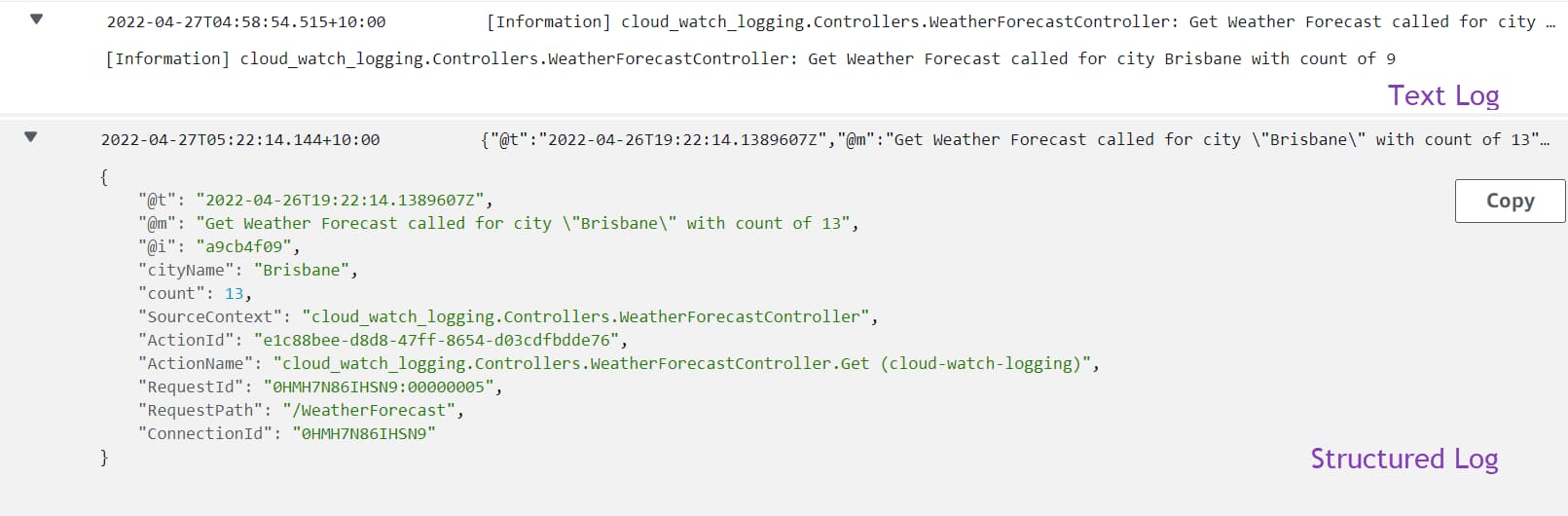 Text based Logs vs structured logging