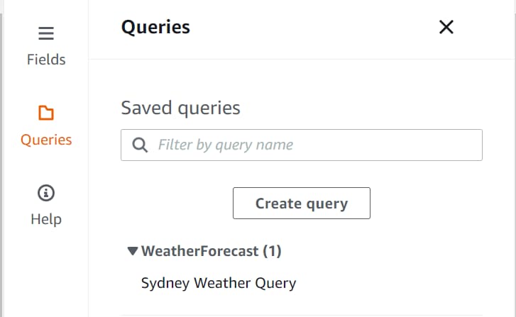 Saved queries in CloudWatch Log Insights