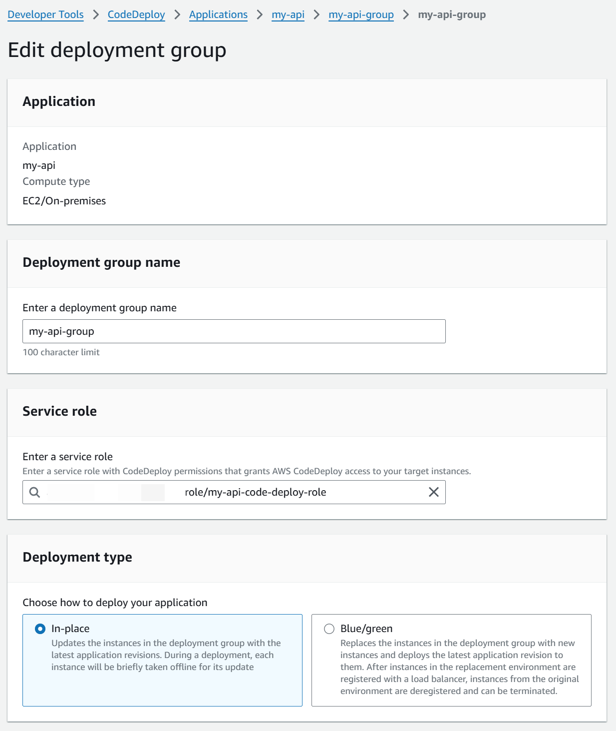 Create Deployment Groups in AWS Code Deploy from the AWS Console