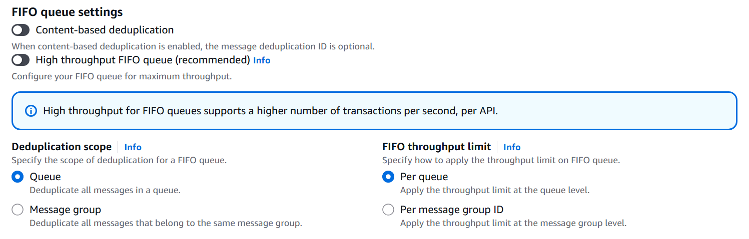 Amazon SQS FIFO Queue Deduplication scope - queue vs message group