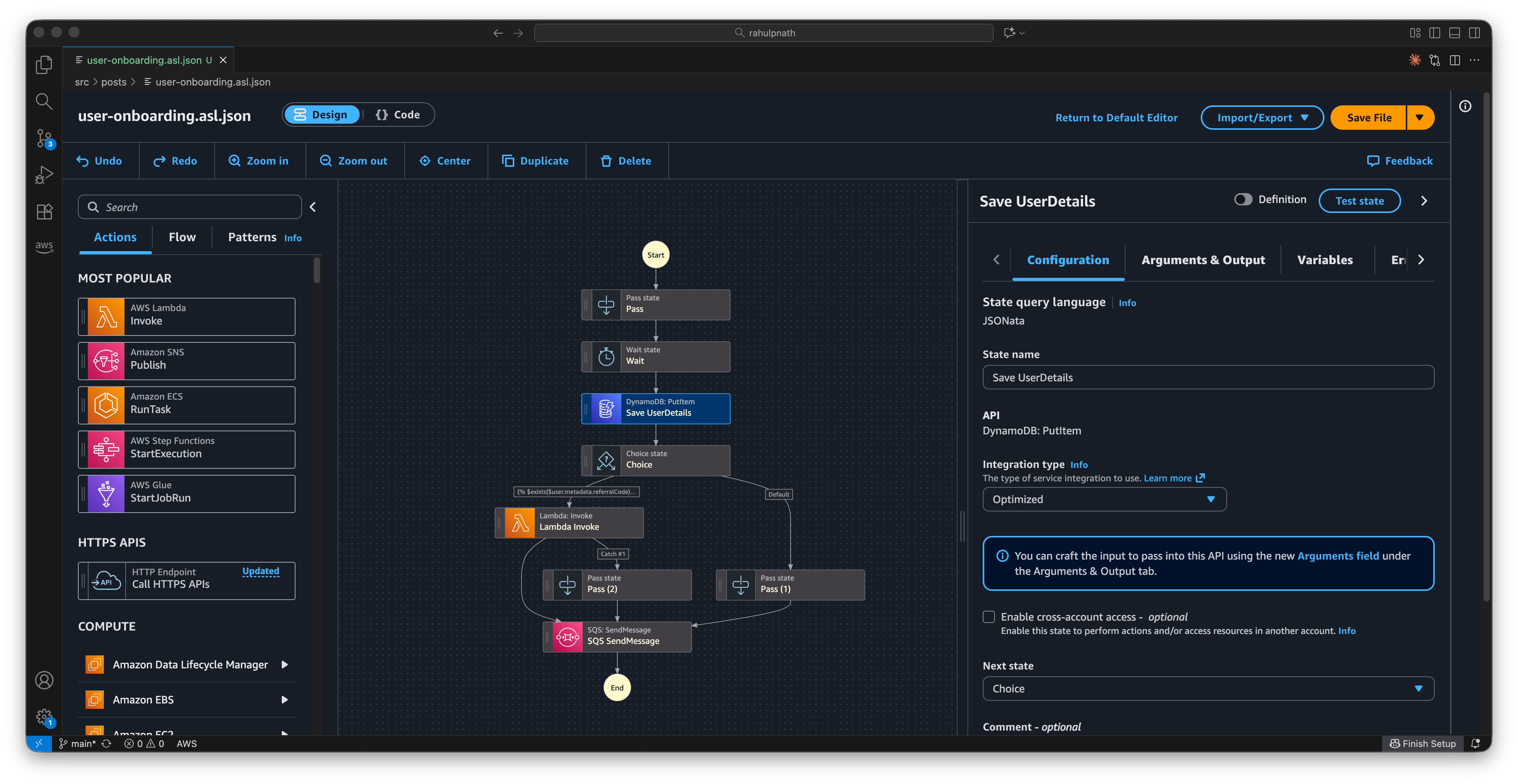 AWS Step Functions Visual builder in Visual Studio Code