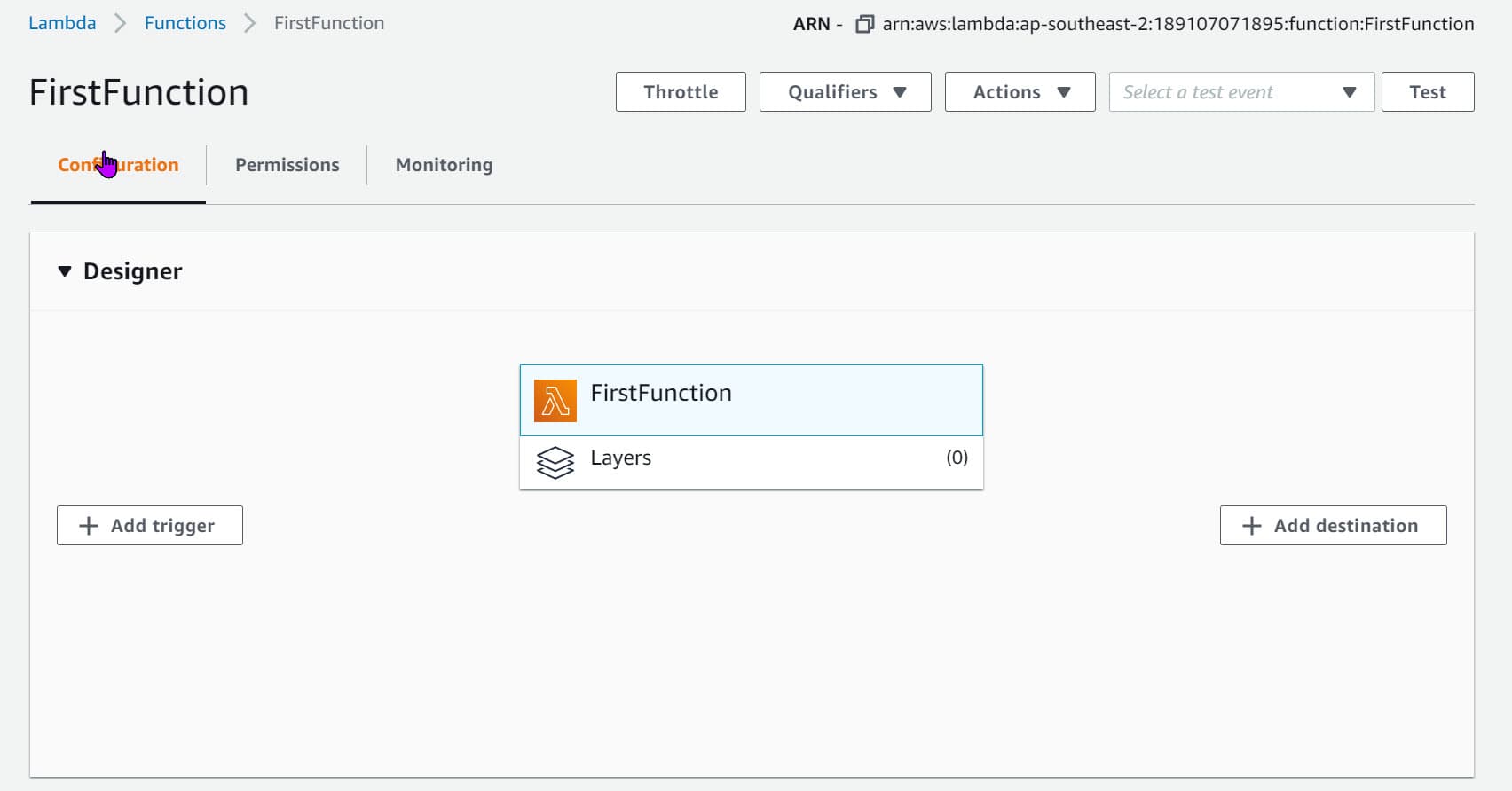 AWS Lambda in AWS Console