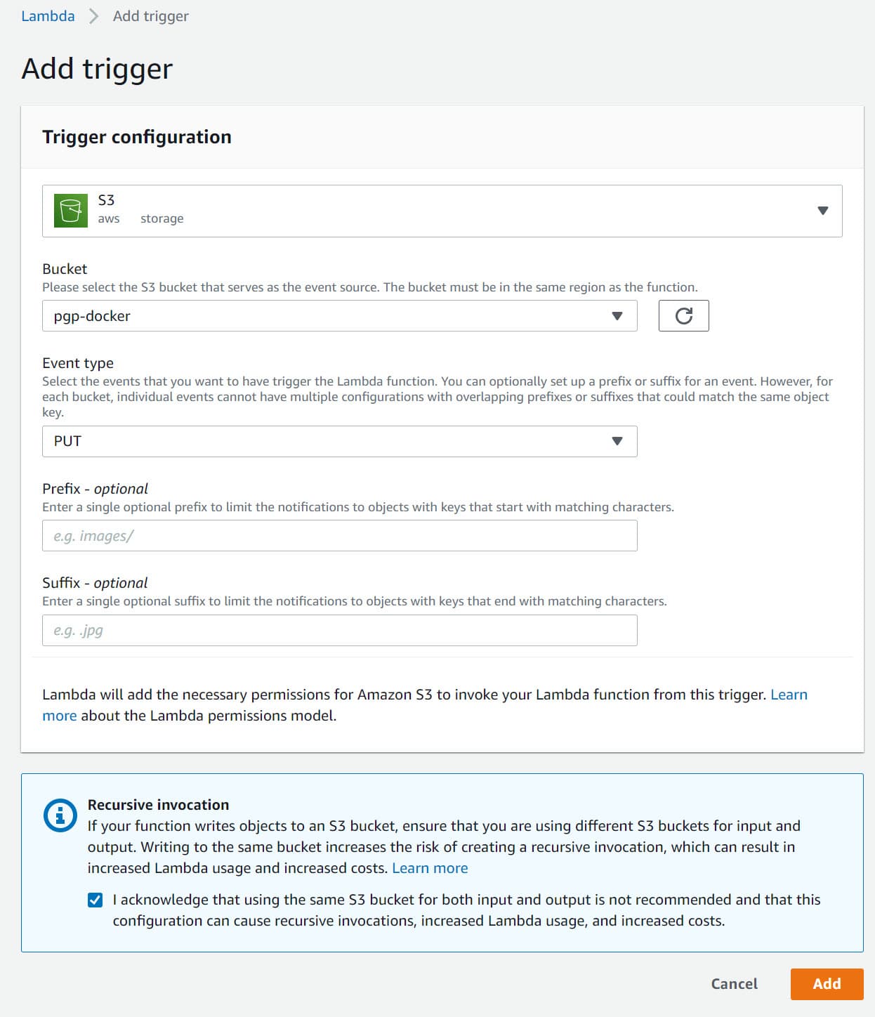 Set up lambda trigger when a new file is added to S3 bucket