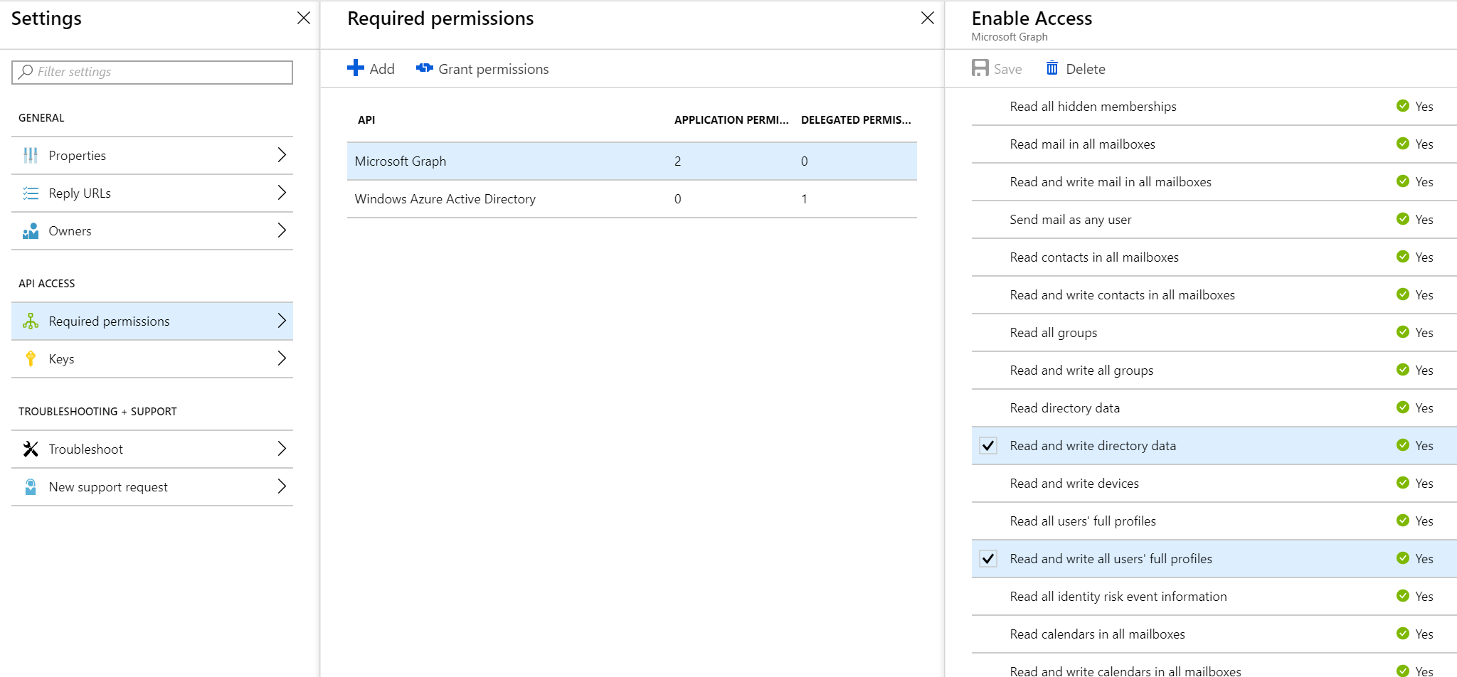 Azure AD Graph API Permissions