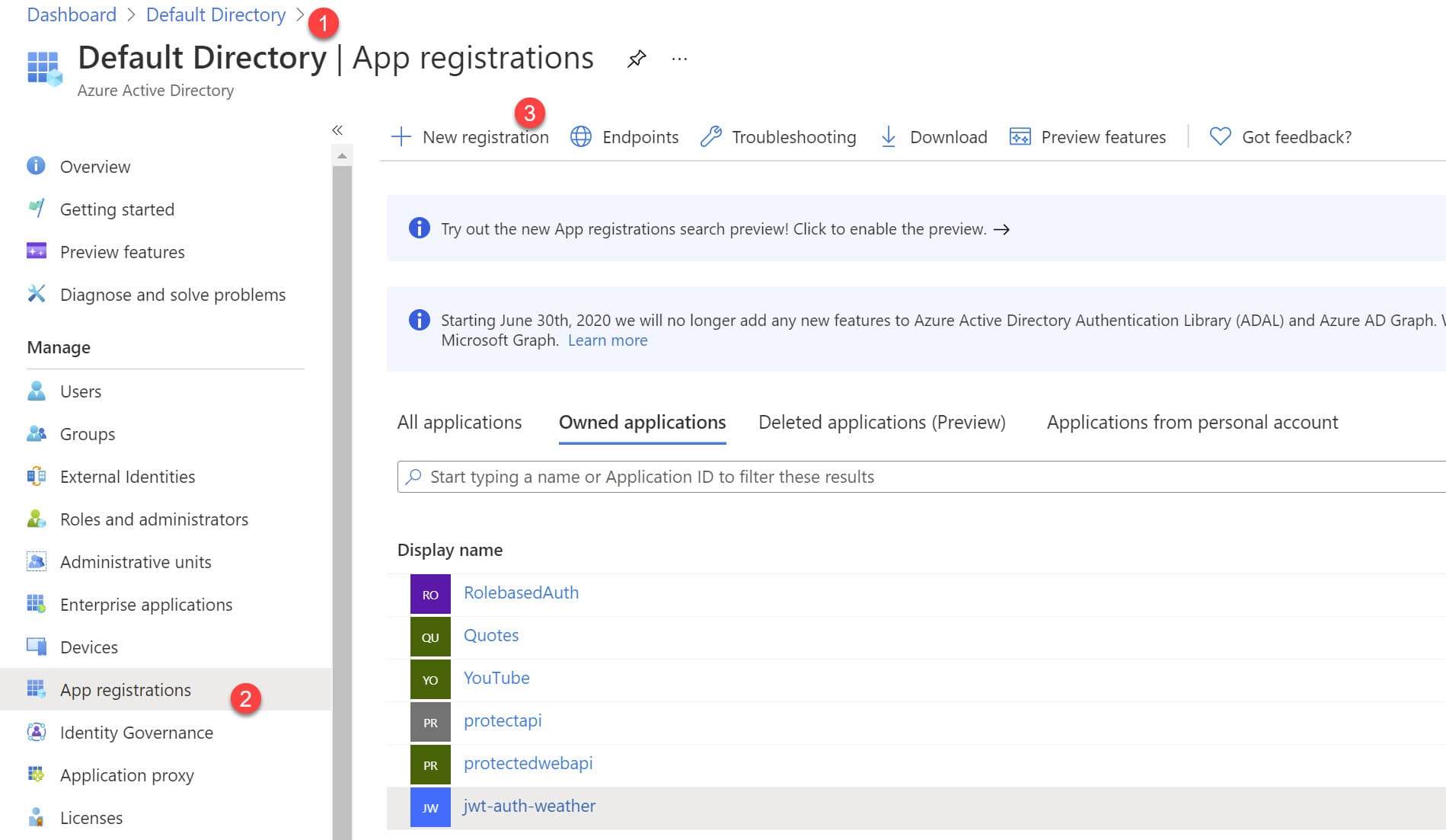 Azure AD App Registrations in the Portal