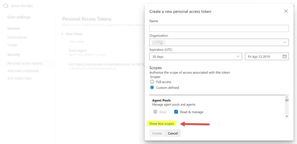 Azure DevOps - Custom Agent token setup