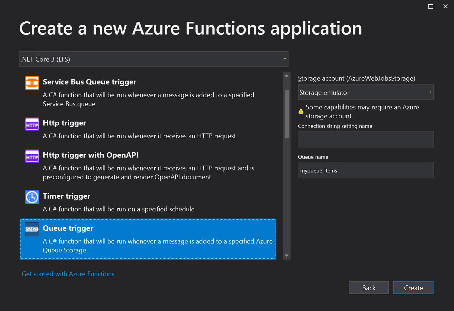 Visual Studio Azure Function Template