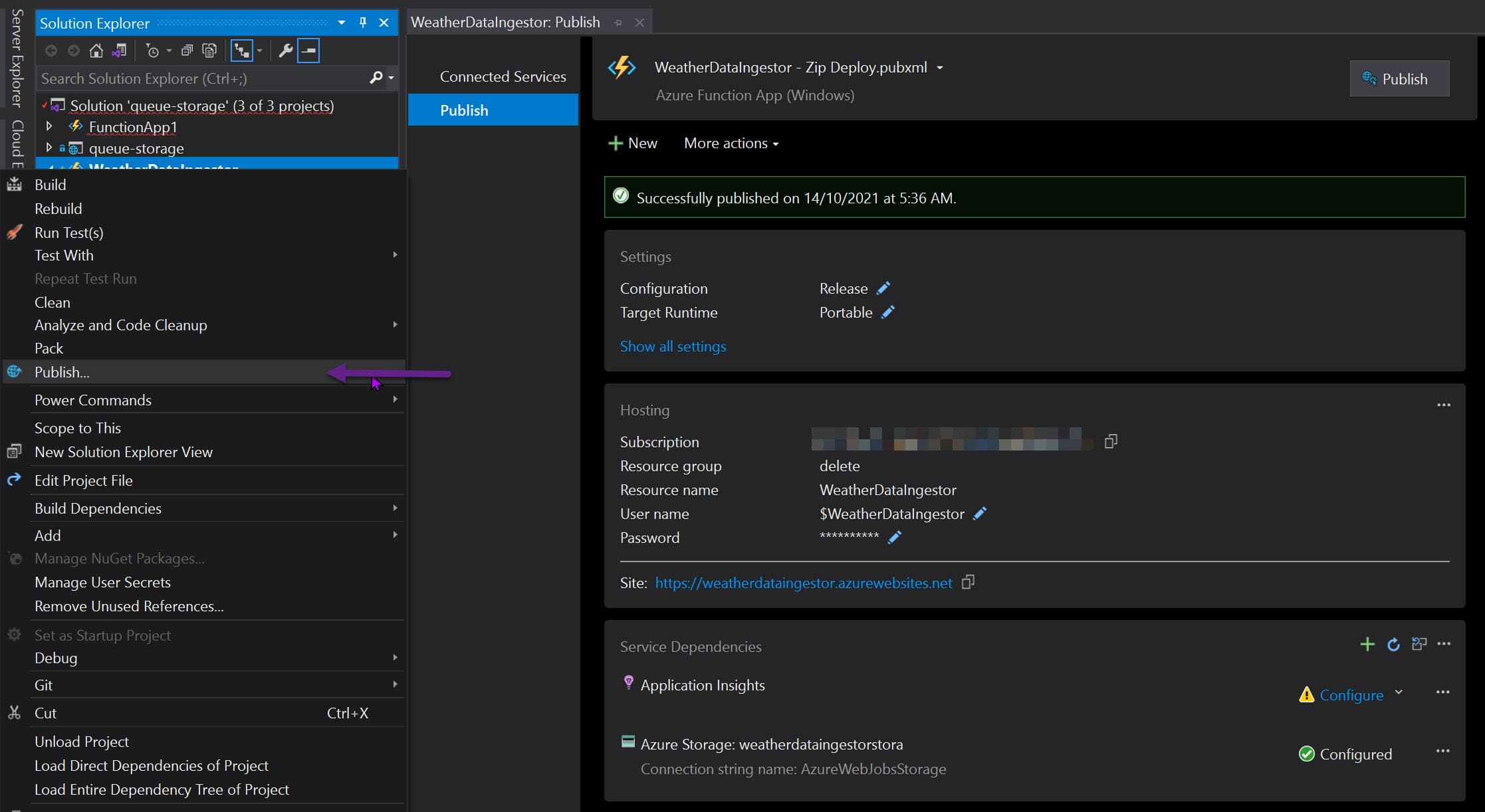 Deploy Azure Function From Visual Studio