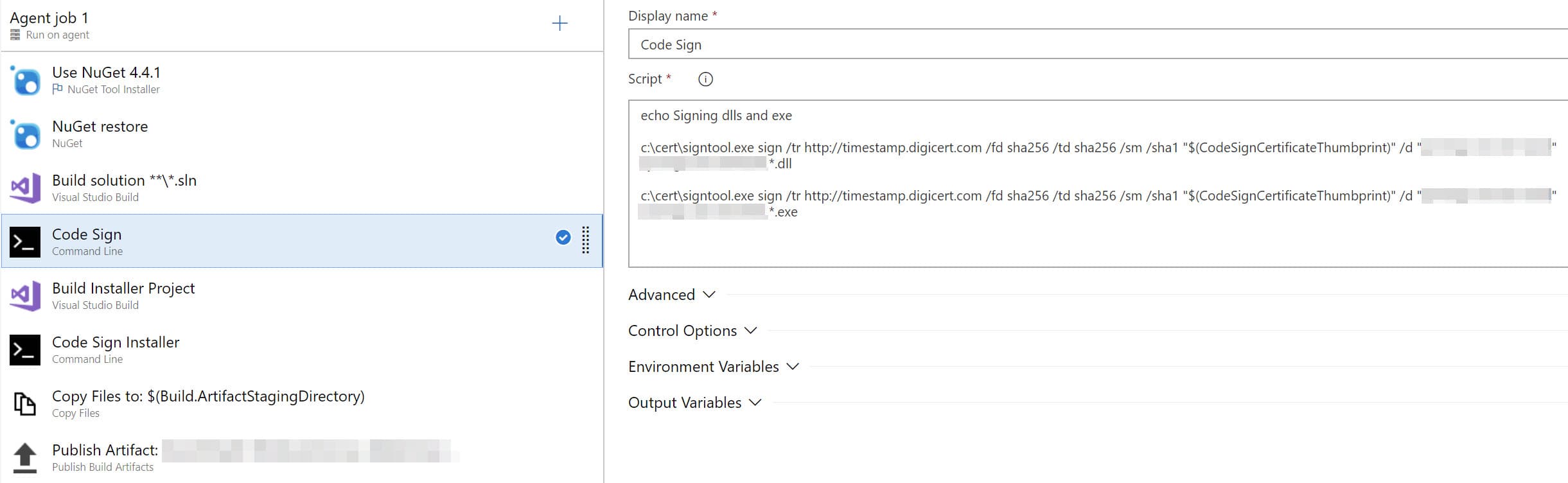 Code Signing Azure DevOps