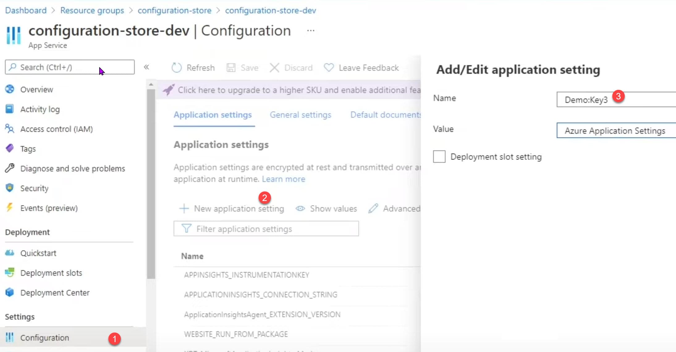 Configuration From Azure App Settings in Web App Configuration