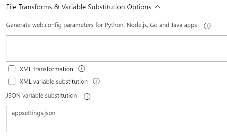 Azure DevOps Web Application Transform for configuration