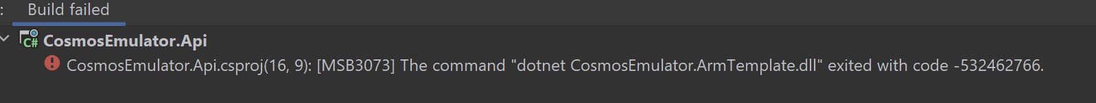 Build error when not running Cosmos Emulator