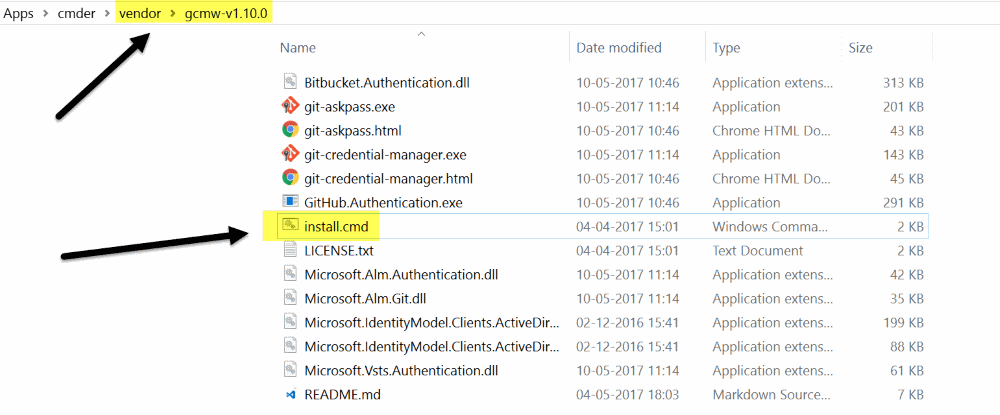 Vendor folder under cmder