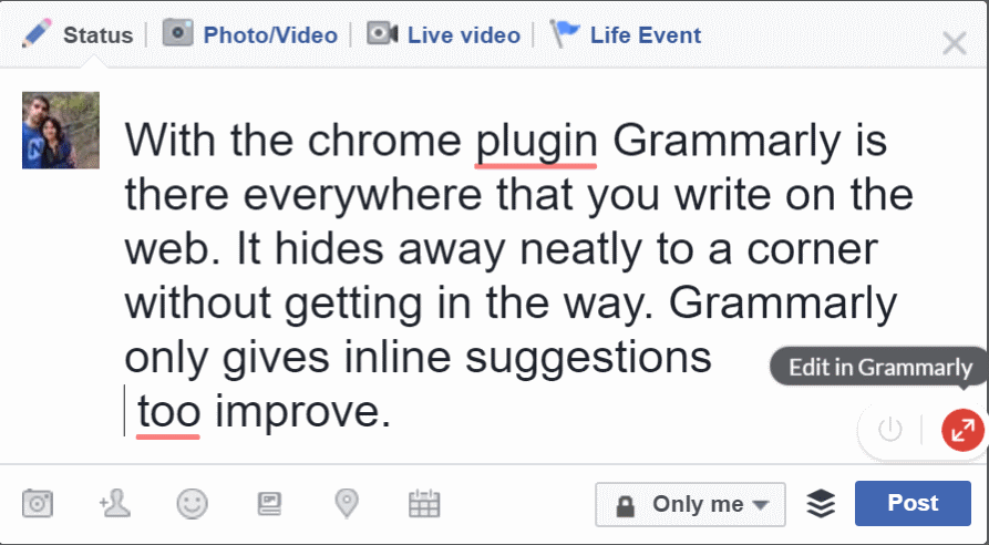 Grammarly Chrome plugin