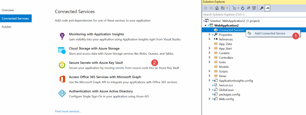 Visual Studio, Azure Key Vault Connected Services