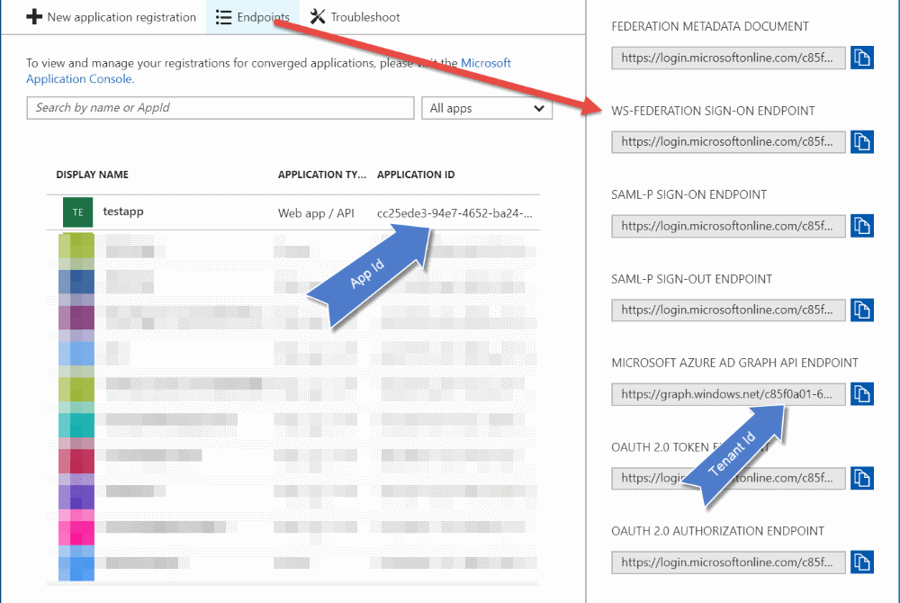 Get Tenant Id and AppId