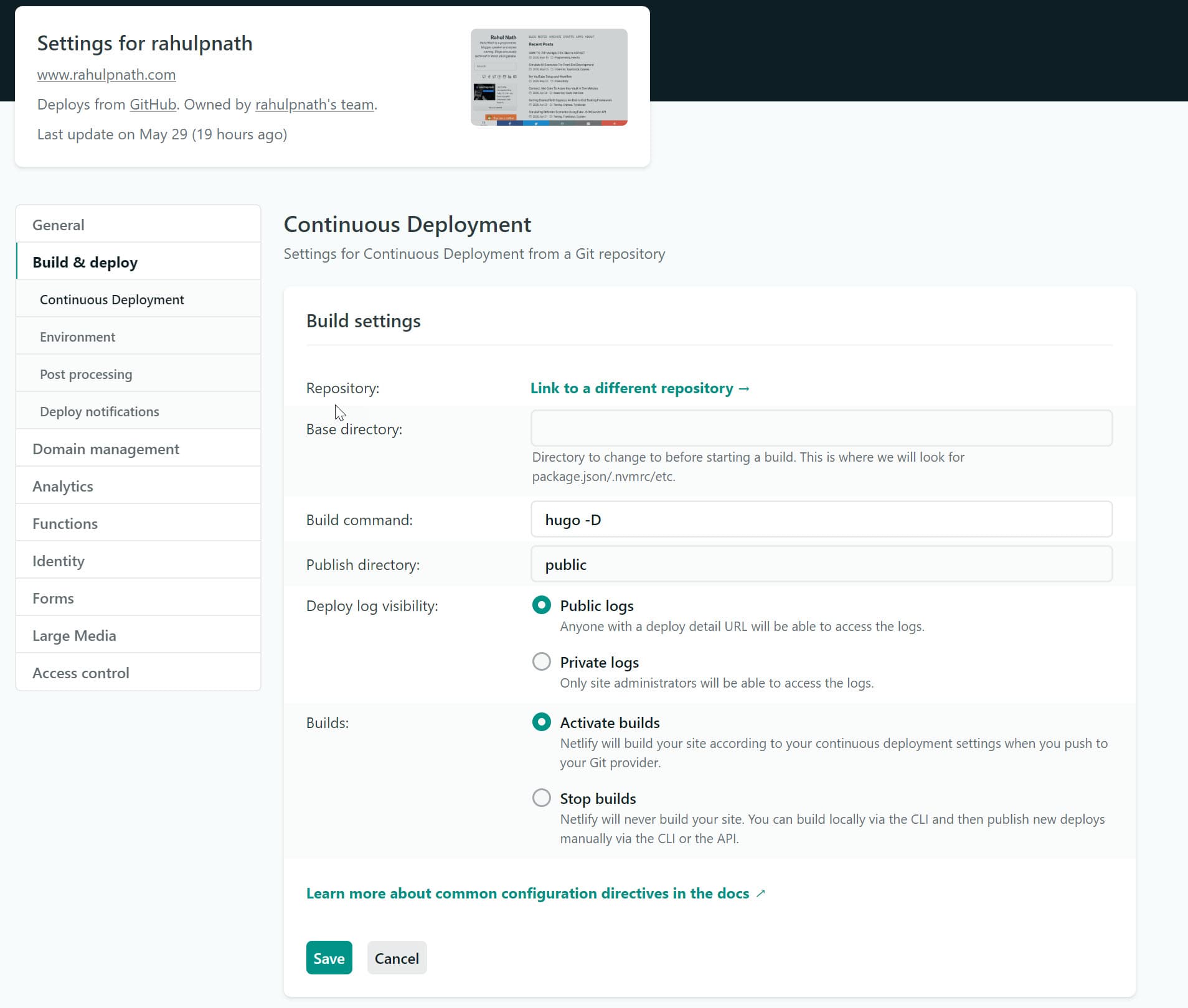 Netlify changes when migrating from Hugo To Gatsby