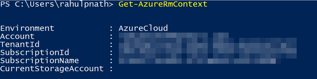 Azure Powershell Get-AzureRmContext