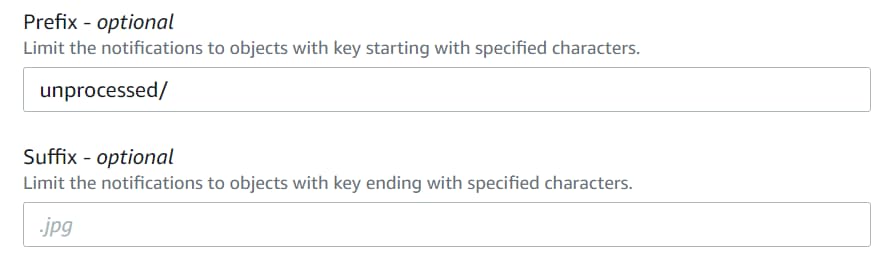 S3 Lambda Trigger configuration to specify the Prefix or Suffix, to filter the files sent to Lambda Function.