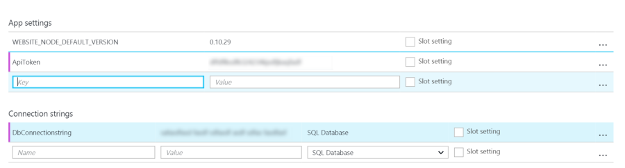 Azure App Settings and Connection Strings